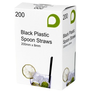 Black Compostable Spoon Straws 200mm/8’(200)